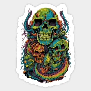 Flaming Skulls and Dragon Tails Sticker